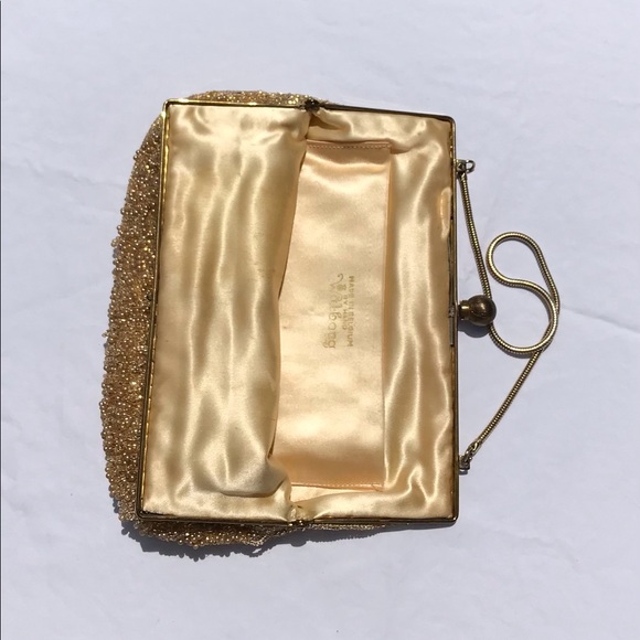 Vintage Gold Hand Beaded Evening Purse - Picture 3 of 5